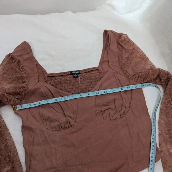 Wild Fable lace crop top, fitted, mauve brown, women's size medium  NWT T28 - Picture 7 of 8